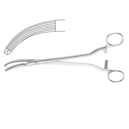 Mikulicz Peritoneum Forcep Curved - Longitudinal Serrations - 1 X 2 Teeth 24.5 Cm - 9 3/4
